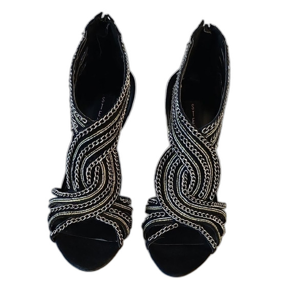 Steve Madden Black and Silver Rhinestone Heels - Picture 3 of 7